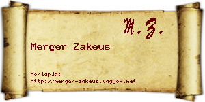 Merger Zakeus névjegykártya